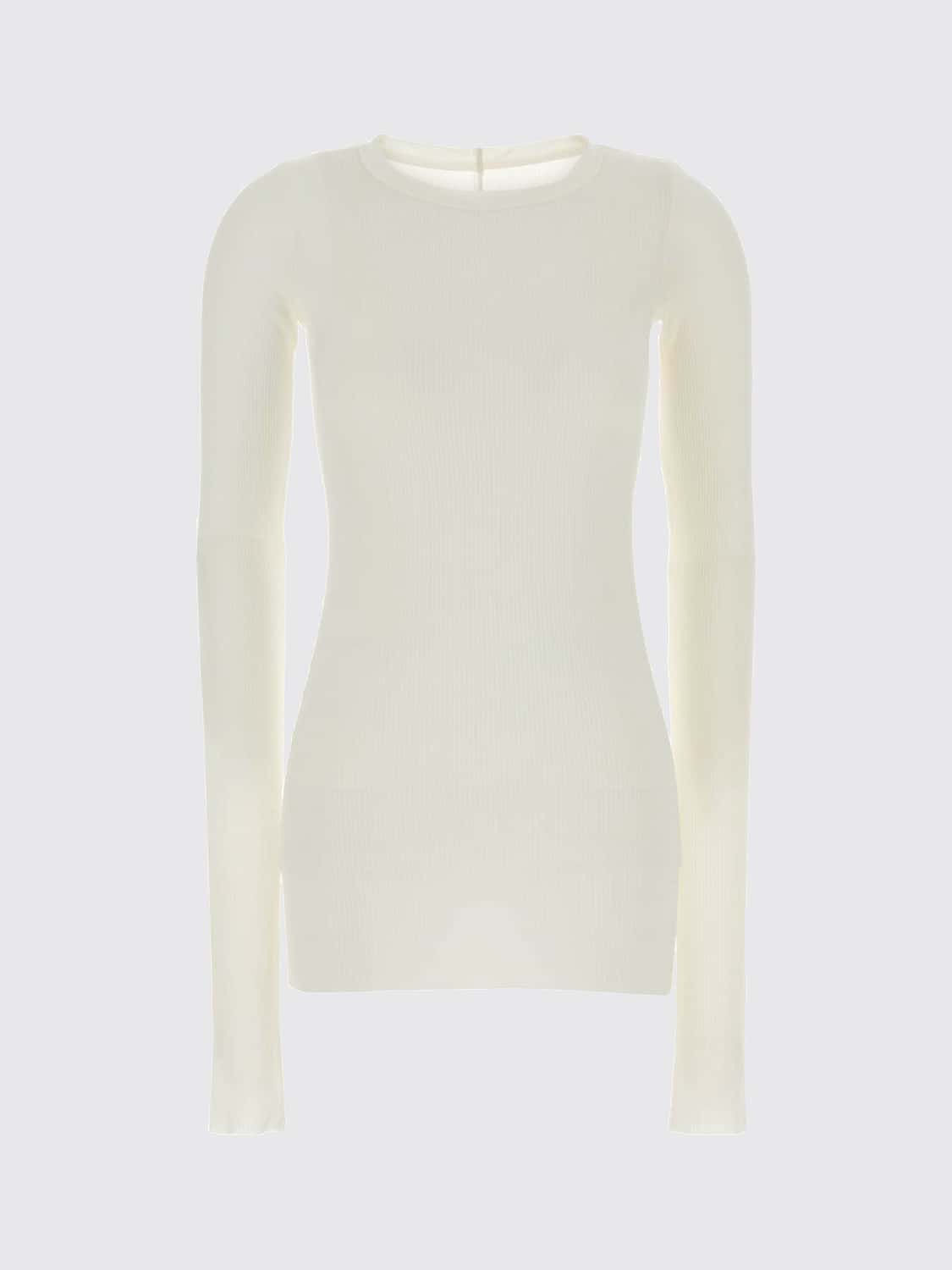 RICK OWENS TOP: Top de manga larga y corte slim de Rick Owens en viscosa y seda, Leche - Img 2