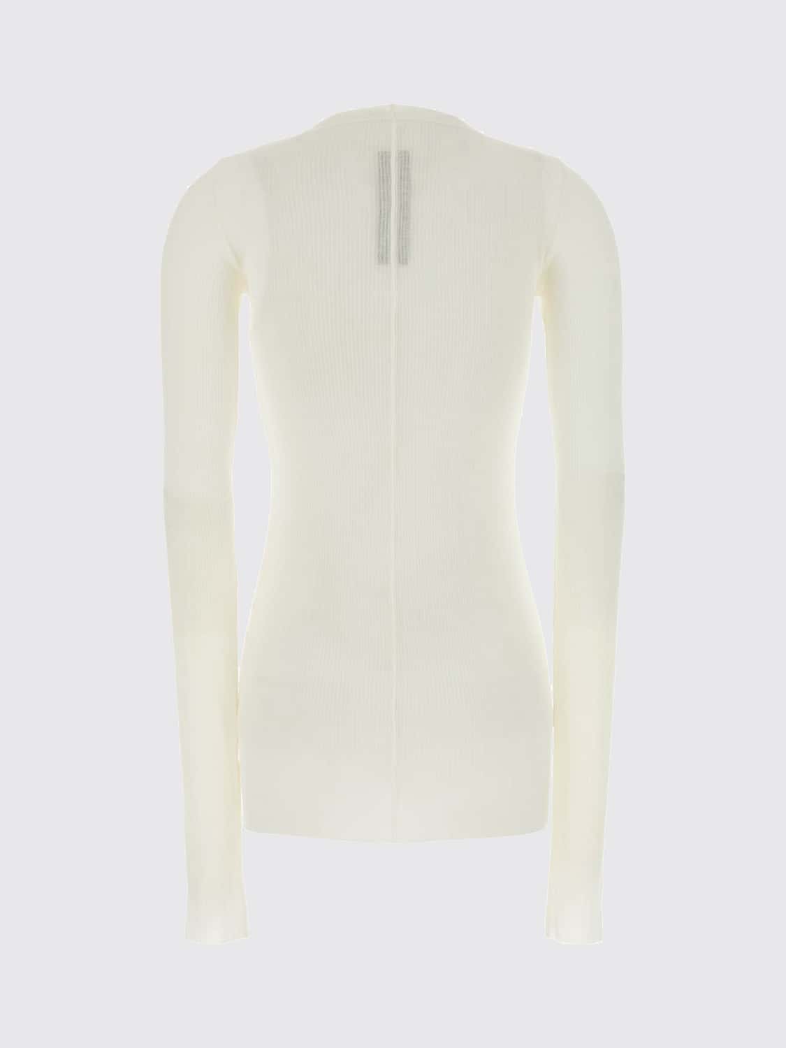 RICK OWENS TOP: Top de manga larga y corte slim de Rick Owens en viscosa y seda, Leche - Img 3