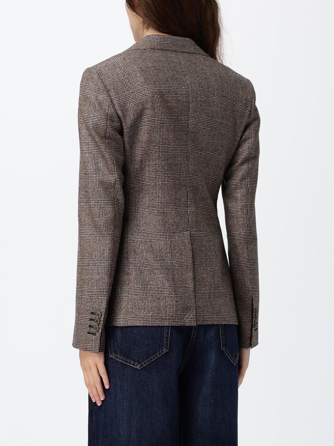 BURBERRY GIACCA: Blazer monopetto Burberry slim fit in lino e lana con motivo tartan, Beige - Img 3