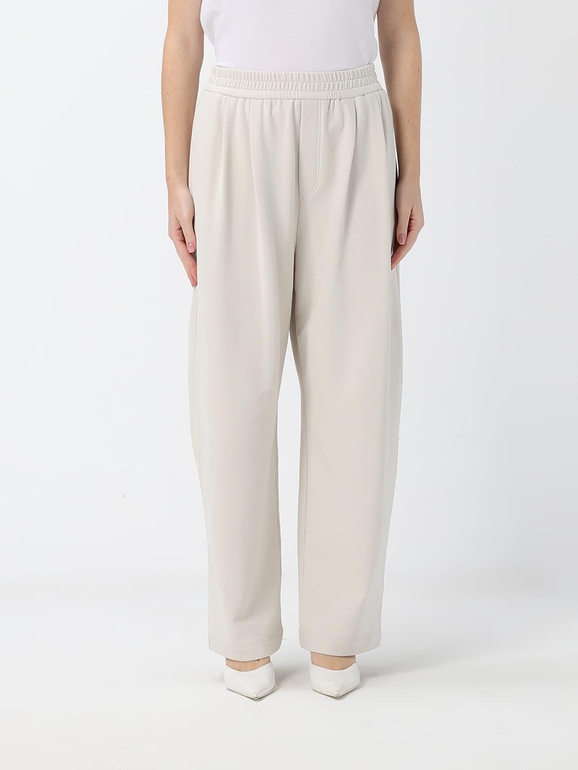 BRUNELLO CUCINELLI HOSE: Wide-Leg-Jogginghose Brunello Cucinelli aus Baumwolljersey mit schrägen Taschen, Weiß - Img 1