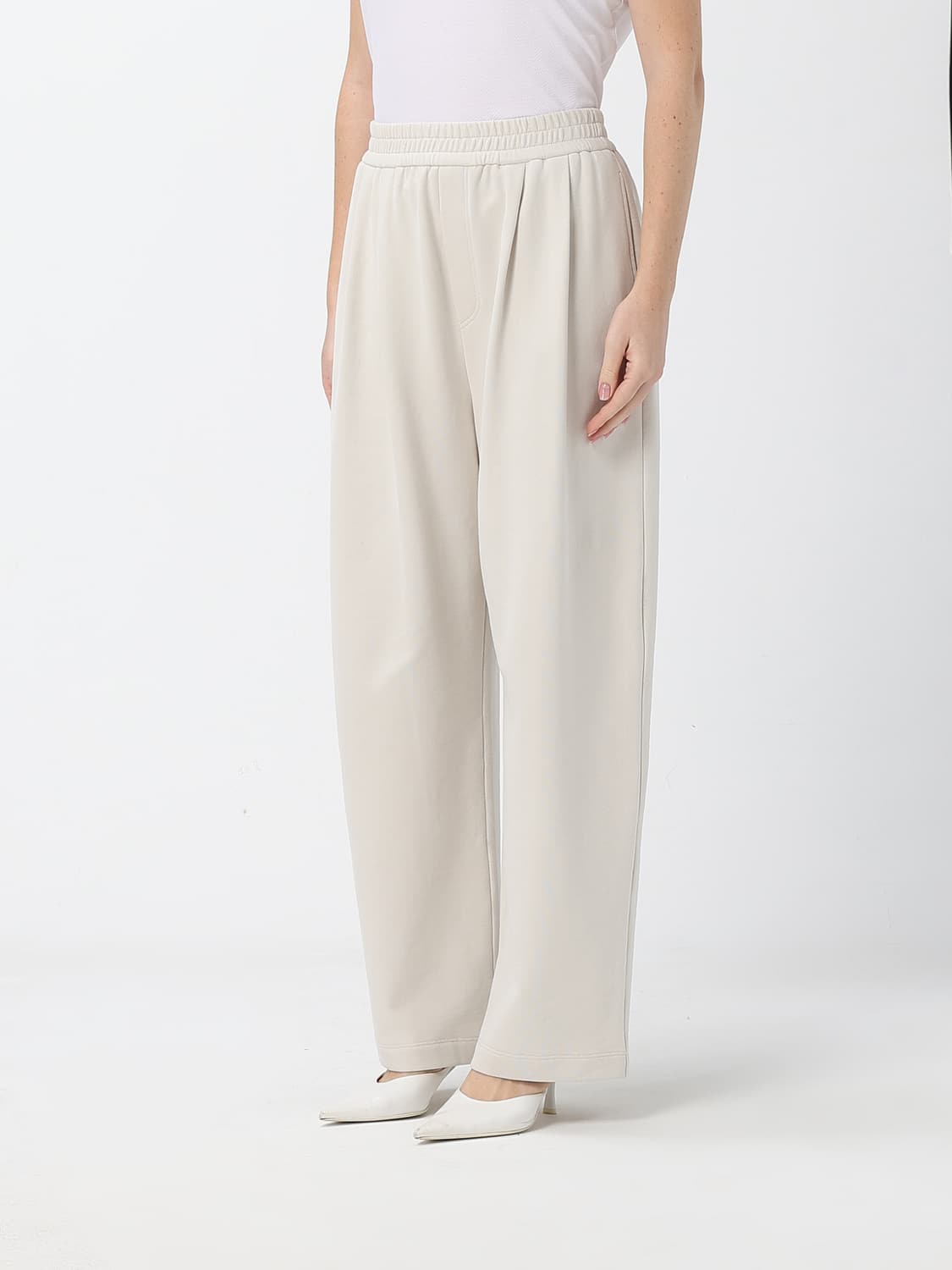 BRUNELLO CUCINELLI HOSE: Wide-Leg-Jogginghose Brunello Cucinelli aus Baumwolljersey mit schrägen Taschen, Weiß - Img 4