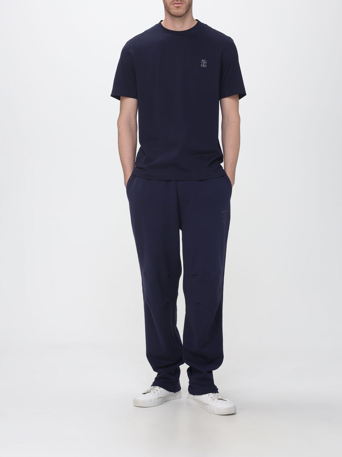 BRUNELLO CUCINELLI PANTS: Brunello Cucinelli Cotton Jogging Trousers with Elasticated Drawstring Waist, Navy - Img 2