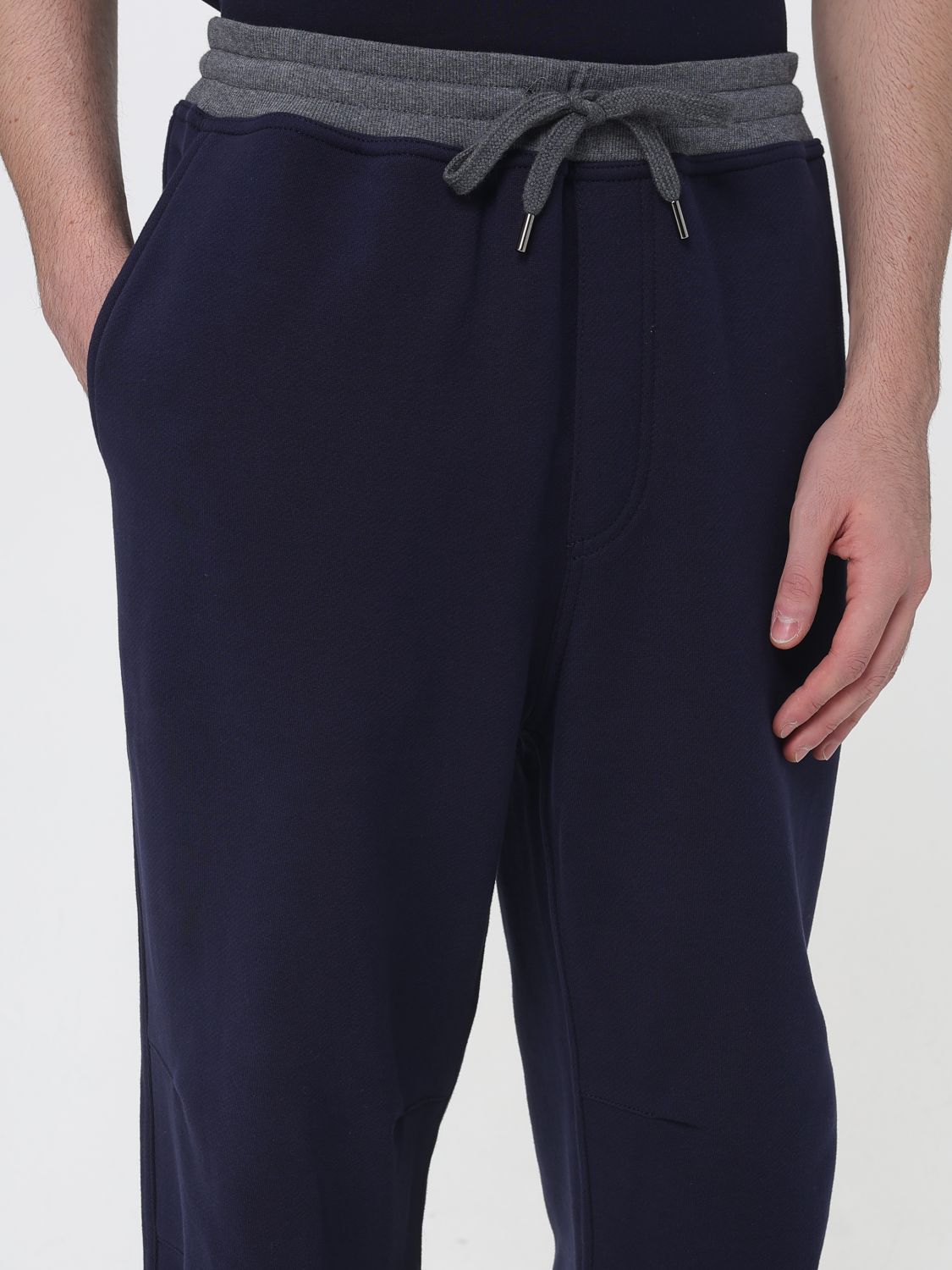 BRUNELLO CUCINELLI PANTS: Brunello Cucinelli Cotton Jogging Trousers with Elasticated Drawstring Waist, Navy - Img 5
