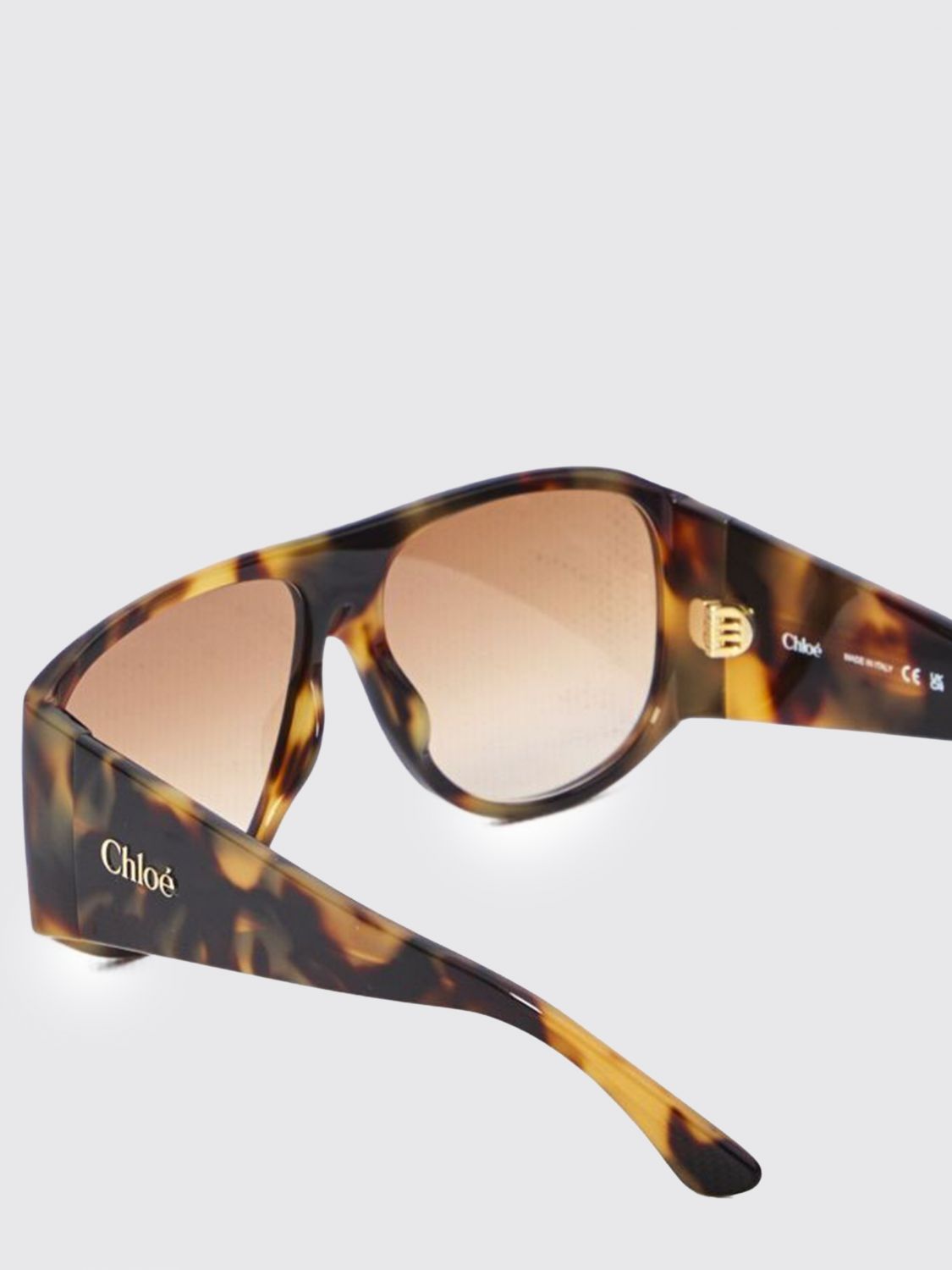 CHLOÉ GAFAS DE SOL: Gafas de sol de aviador Chloé con montura rectangular de acetato carey, Beige - Img 2