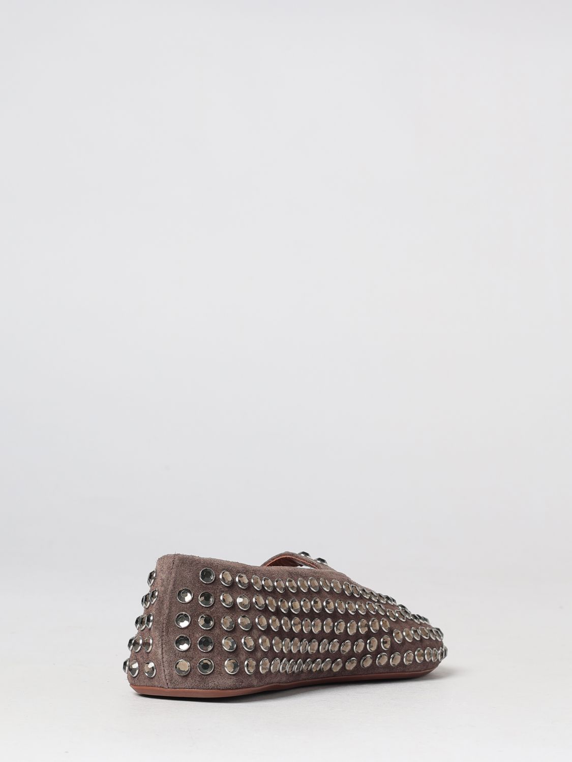 ALAÏA 발레 플랫: ALAÏA 라인스톤 장식 스웨이드 메리 제인 발레 플랫, 브라운 - Img 3