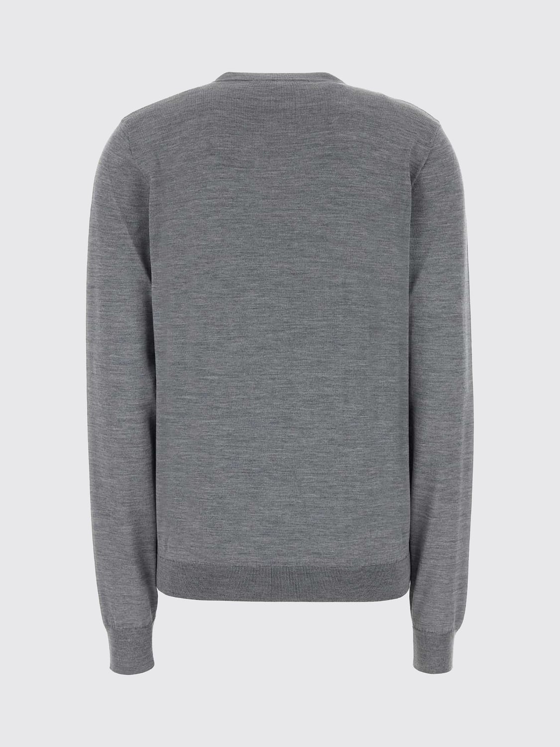 GUCCI PULL: Pull Gucci à col en V en pure laine avec bords côtelés, Gris - Img 3