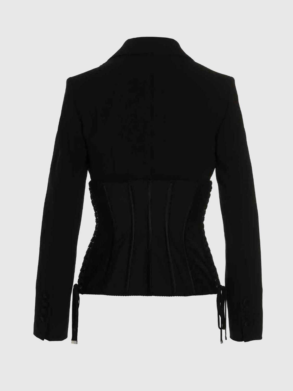 DOLCE & GABBANA GIACCA: Blazer bustier corto Dolce & Gabbana in misto lana vergine con rever, Nero - Img 3