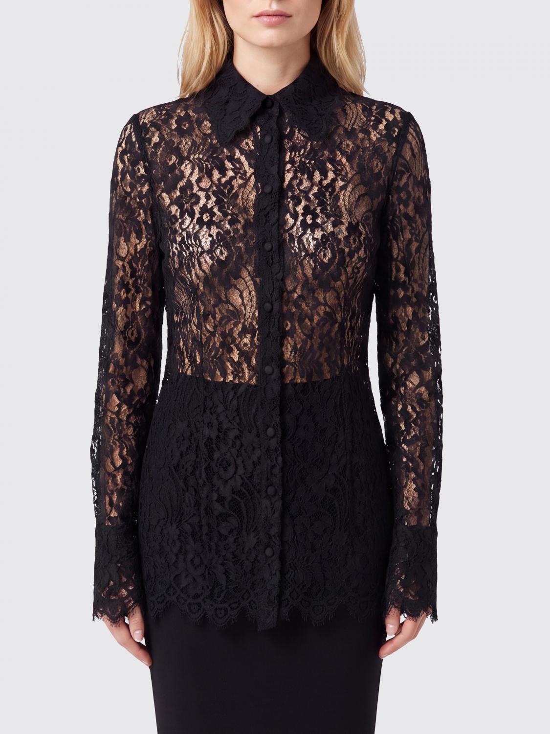 DOLCE & GABBANA CAMICIA: Camicia slim fit Dolce & Gabbana in pizzo nero con colletto classico, Nero - Img 1