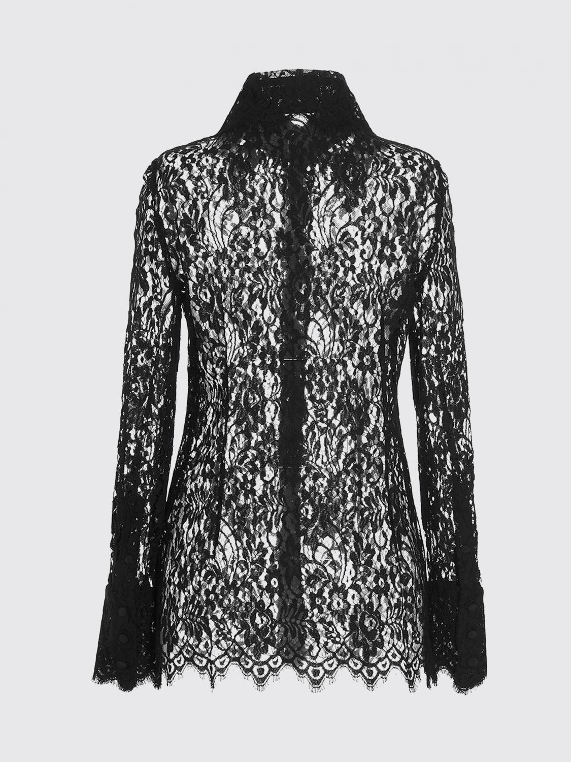 DOLCE & GABBANA CAMICIA: Camicia slim fit Dolce & Gabbana in pizzo nero con colletto classico, Nero - Img 3