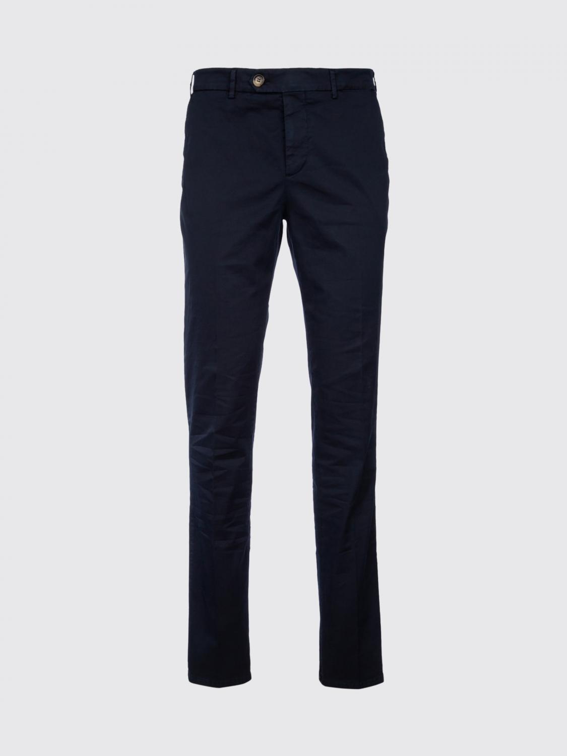 BRUNELLO CUCINELLI PANTS: Slim Fit Stretch Cotton Chino Trousers Brunello Cucinelli with Pleats, Navy - Img 2