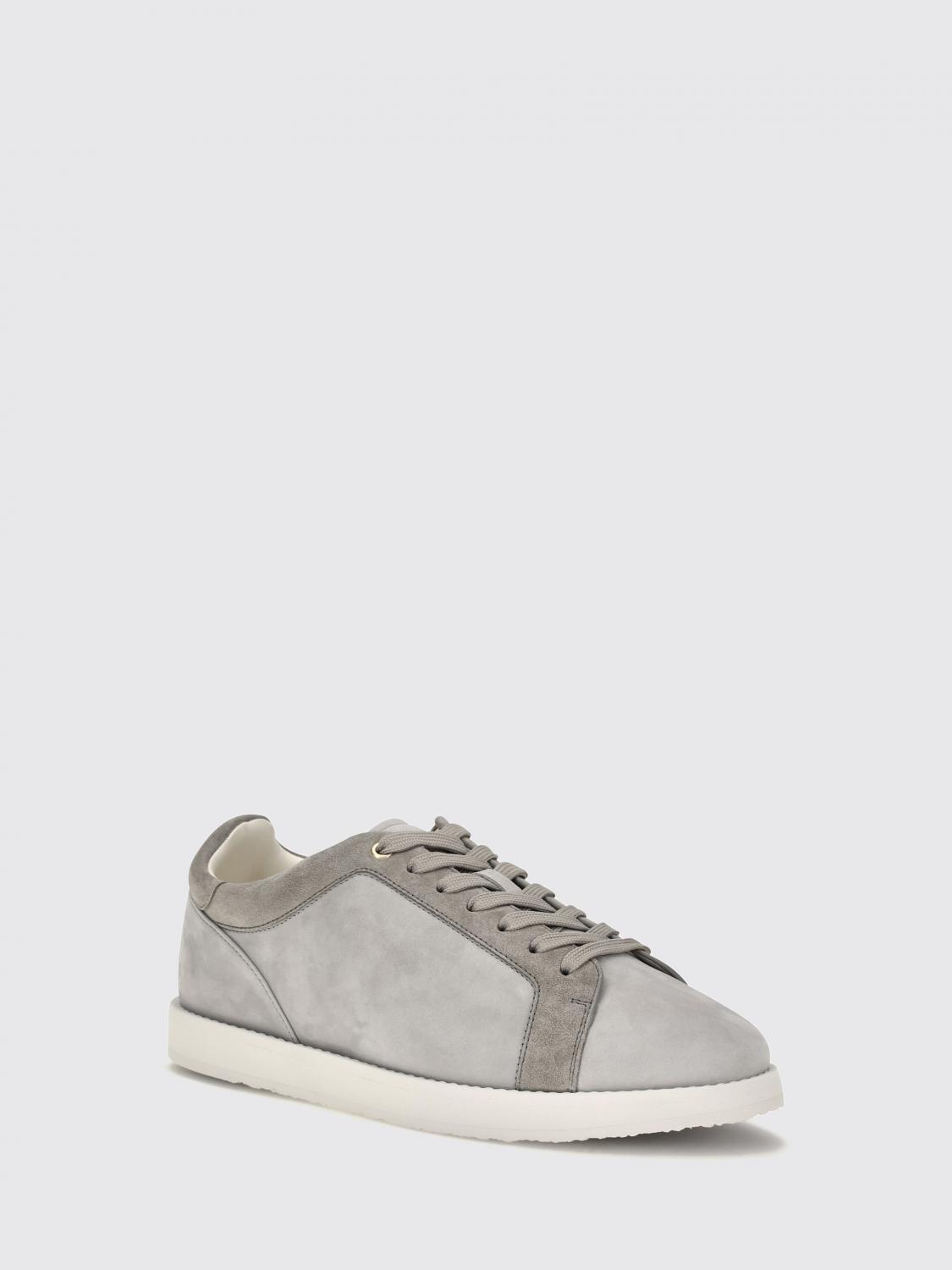 BRUNELLO CUCINELLI BASKETS: Baskets basses Brunello Cucinelli en cuir et daim avec logo imprimé, Gris - Img 2