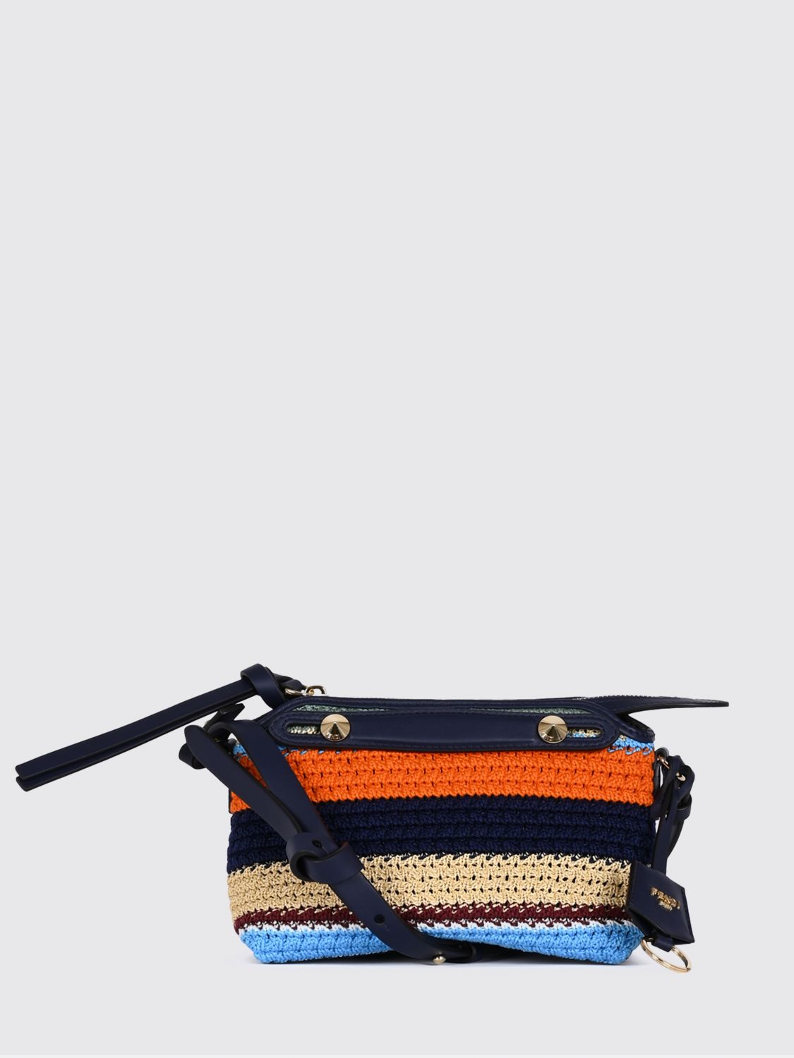 FENDI BORSA MINI: Borsa mini by The Way Fendi in crochet a righe multicolor, Blue - Img 1