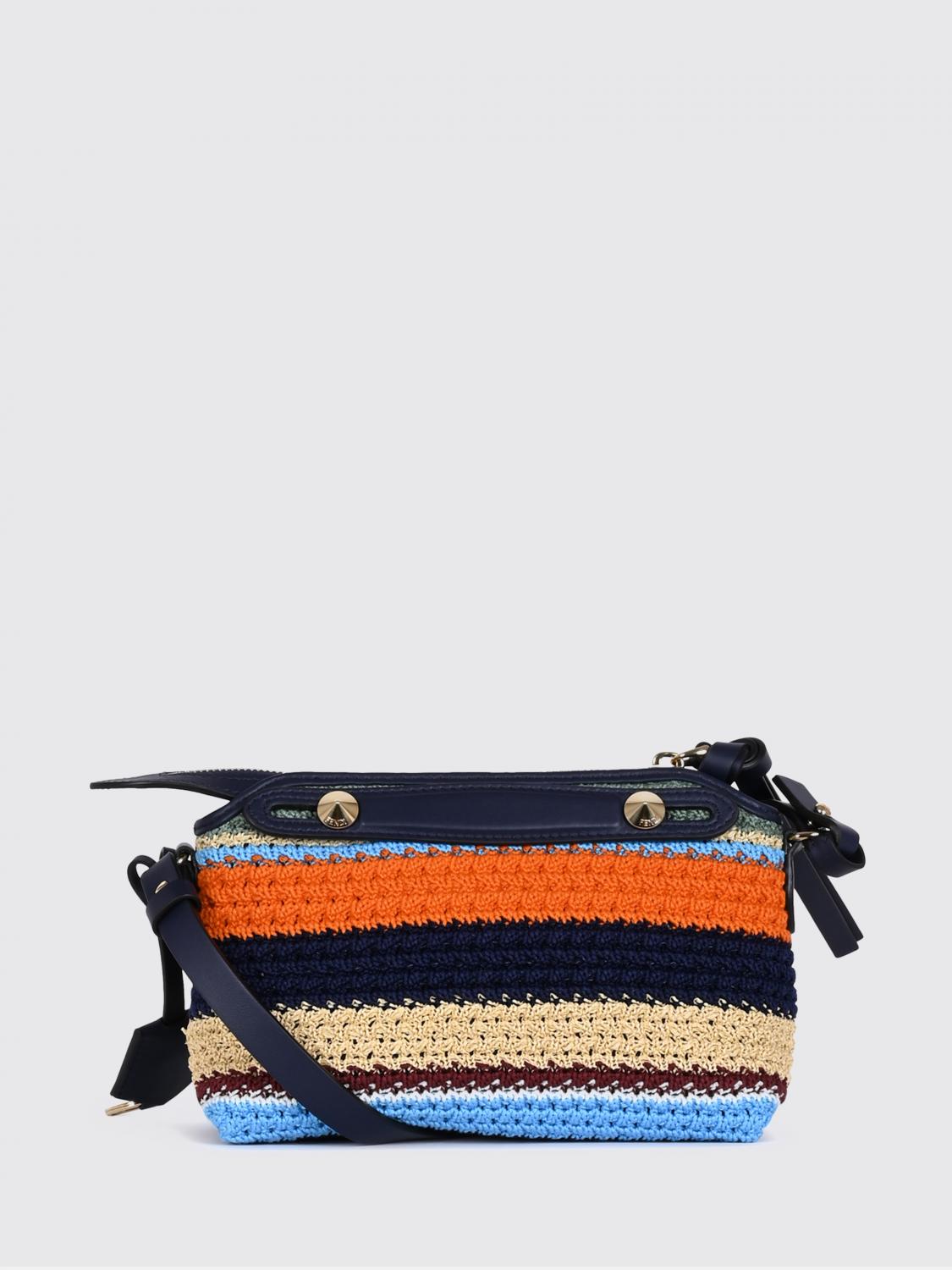 FENDI BORSA MINI: Borsa mini by The Way Fendi in crochet a righe multicolor, Blue - Img 2