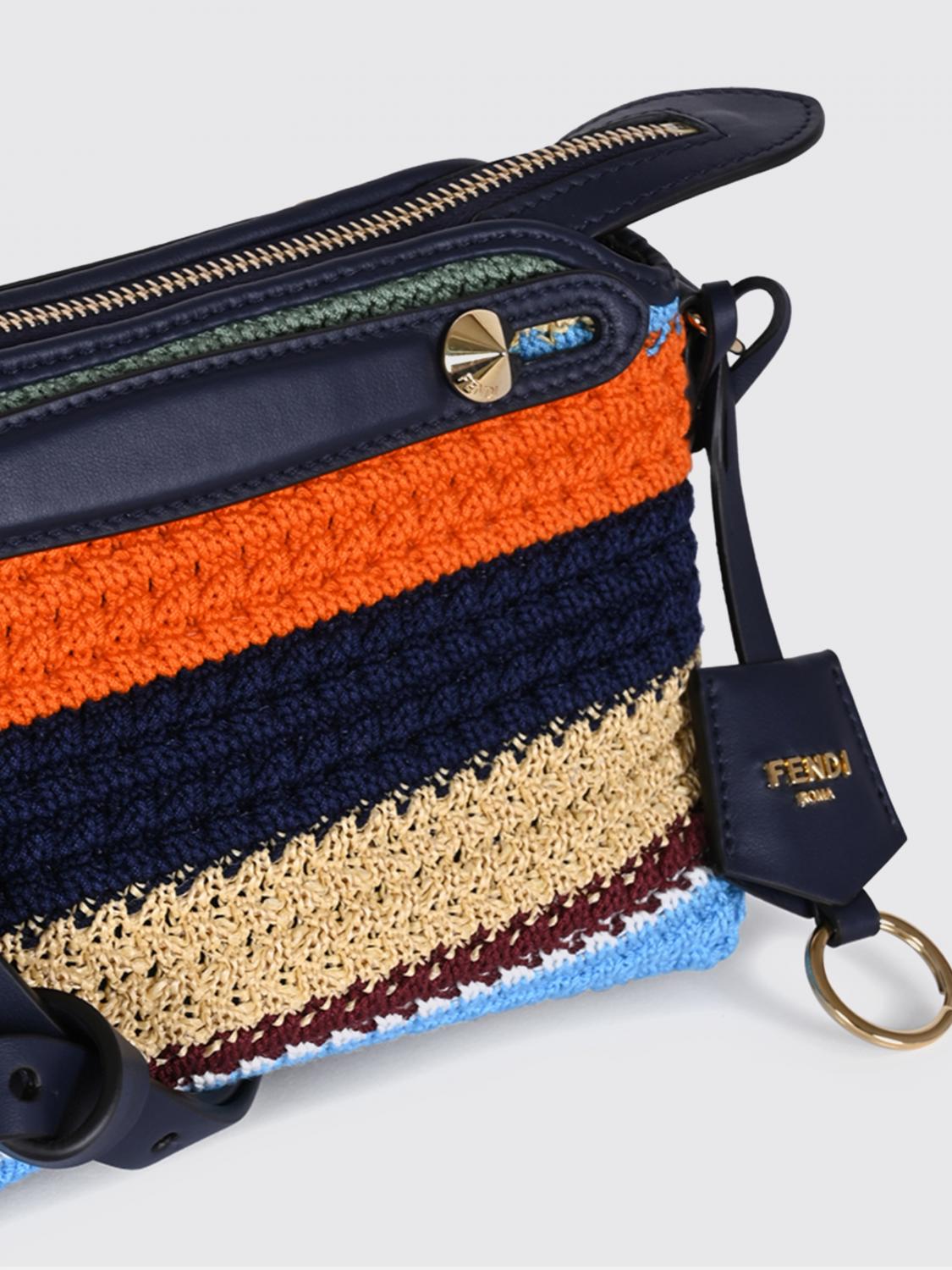 FENDI BORSA MINI: Borsa mini by The Way Fendi in crochet a righe multicolor, Blue - Img 3