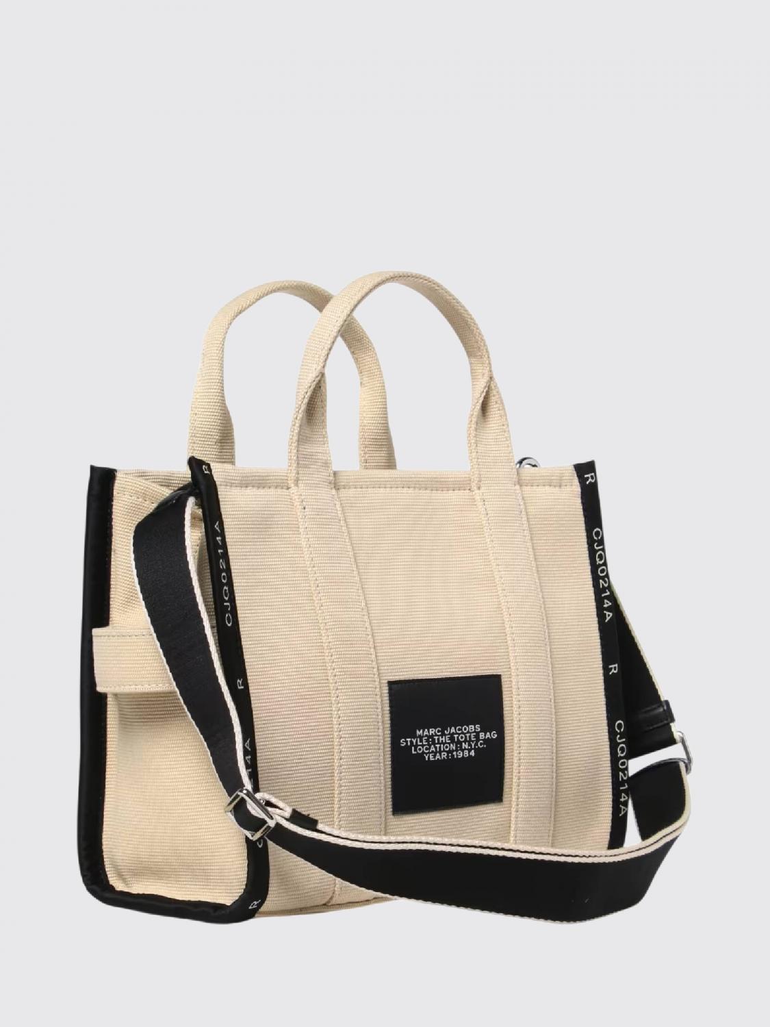 MARC JACOBS SAC À MAIN: Cabas The Medium Tote Bag Marc Jacobs en toile avec logo contrastant, Beige - Img 2