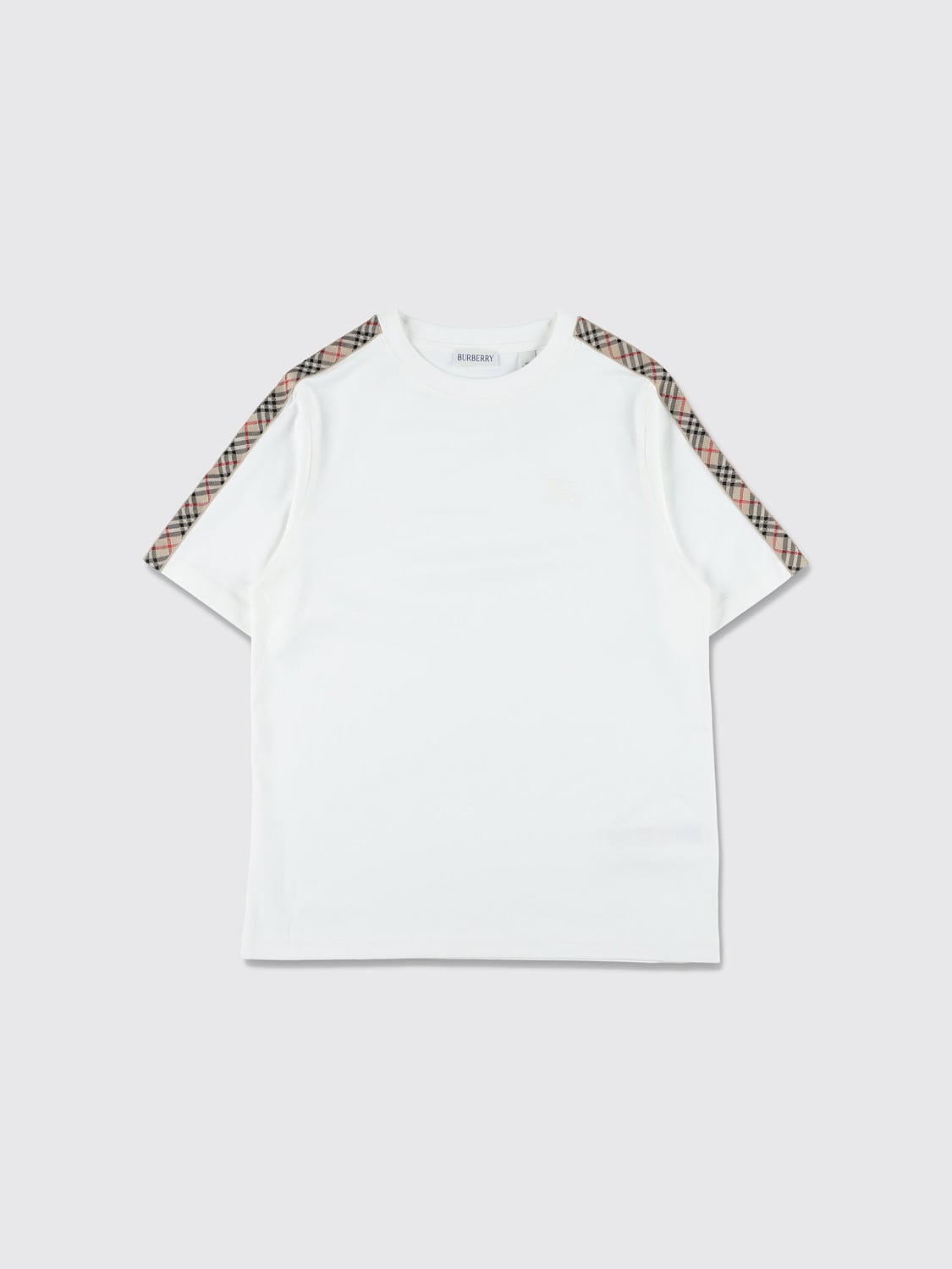 BURBERRY T-SHIRT: Burberry Klassisches Rundhals-T-Shirt für Jungen aus weißer Baumwolle, Weiß - Img 1