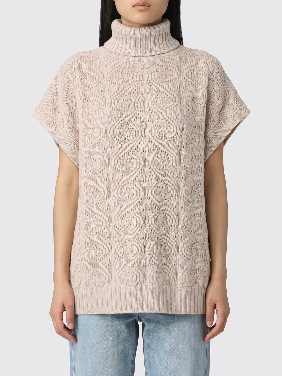 ETRO PULLOVER: Kurzärmeliger Relaxed-Fit-Rollkragenpullover Etro aus Wollmischung mit Paisley-Jacquardmuster, Weiß - Img 1