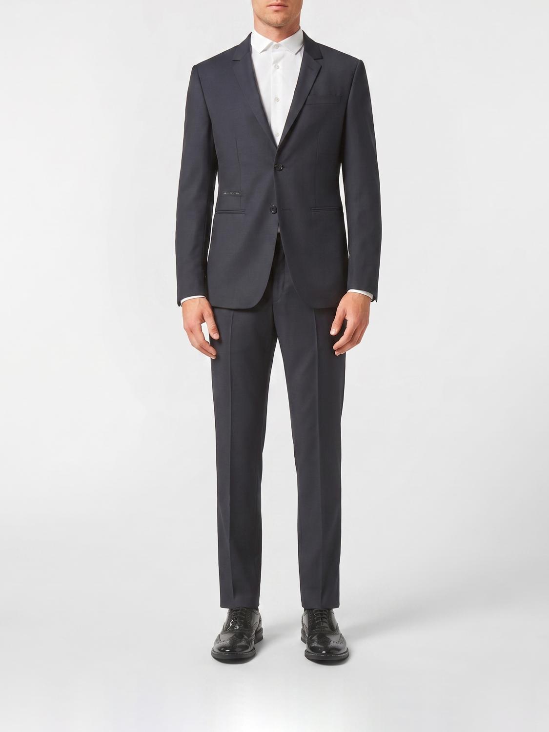 PHILIPP PLEIN SUIT: Philipp Plein Slim Fit Single-Breasted Wool Blend Suit, Blue - Img 1
