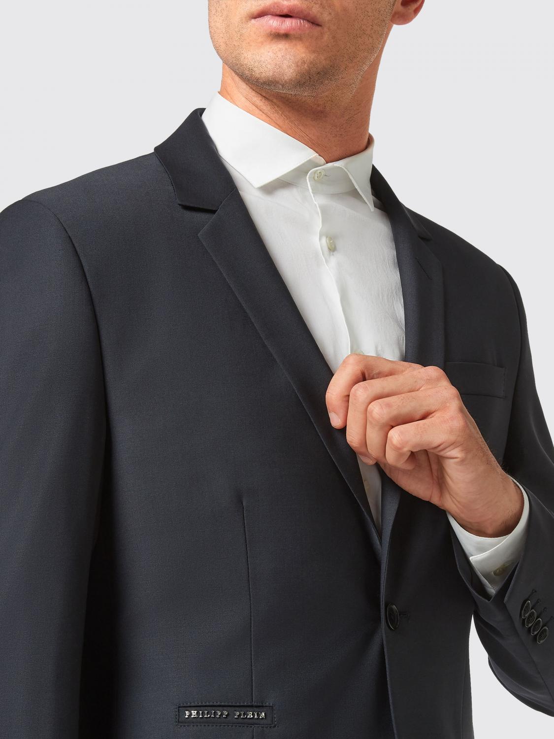 PHILIPP PLEIN SUIT: Philipp Plein Slim Fit Single-Breasted Wool Blend Suit, Blue - Img 4