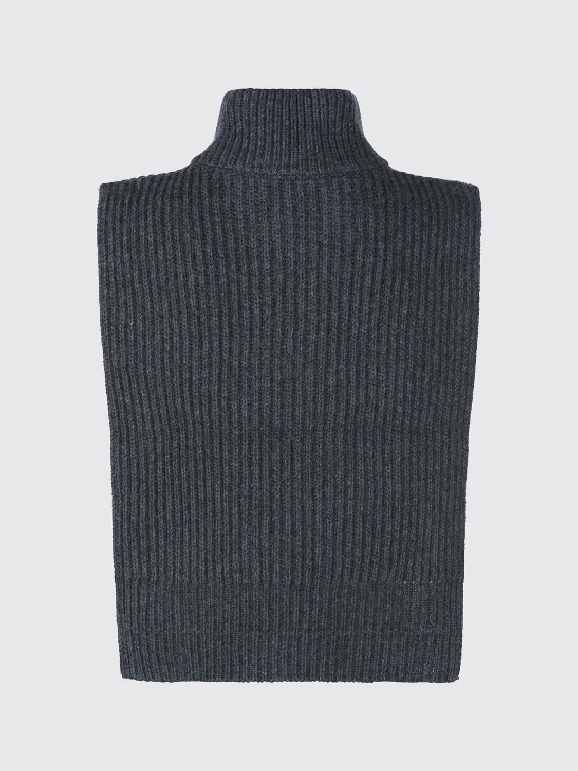 MM6 MAISON MARGIELA GILET: Gilet dolcevita MM6 Maison Margiela in maglia di lana a coste con zip, Grigio - Img 2