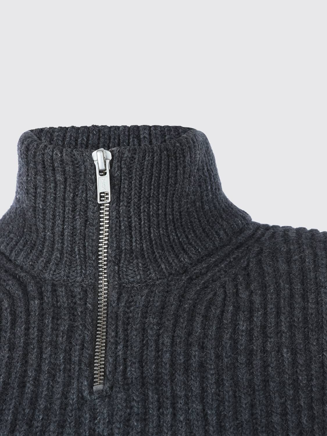 MM6 MAISON MARGIELA GILET: Gilet dolcevita MM6 Maison Margiela in maglia di lana a coste con zip, Grigio - Img 3