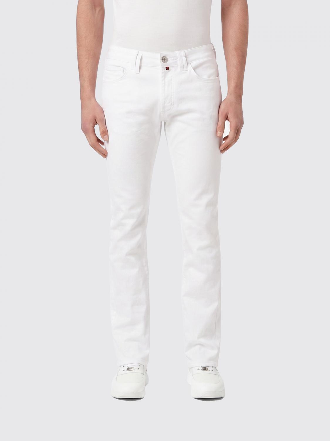 BILLIONAIRE JEANS: Skinny Fit Cotton Denim Jeans Billionaire with Embroidered Rear Logo, White - Img 1