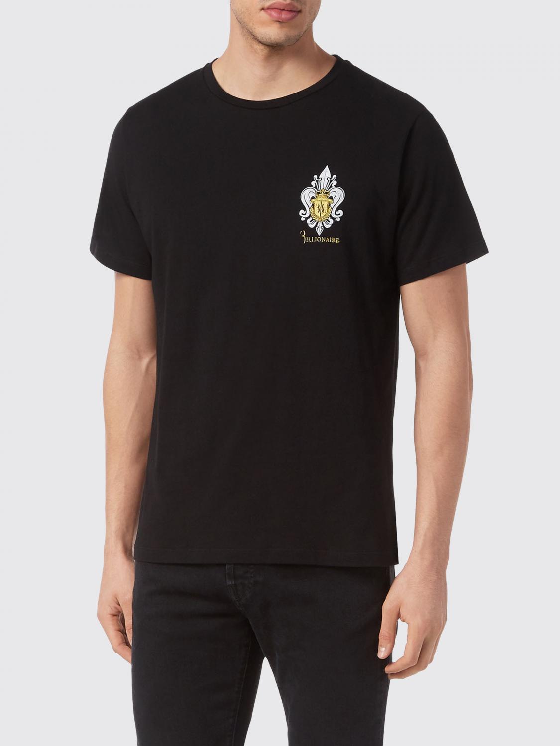 BILLIONAIRE CAMISETA: Camiseta slim fit Billionaire de algodón con escudo bordado en contraste, Negro - Img 1