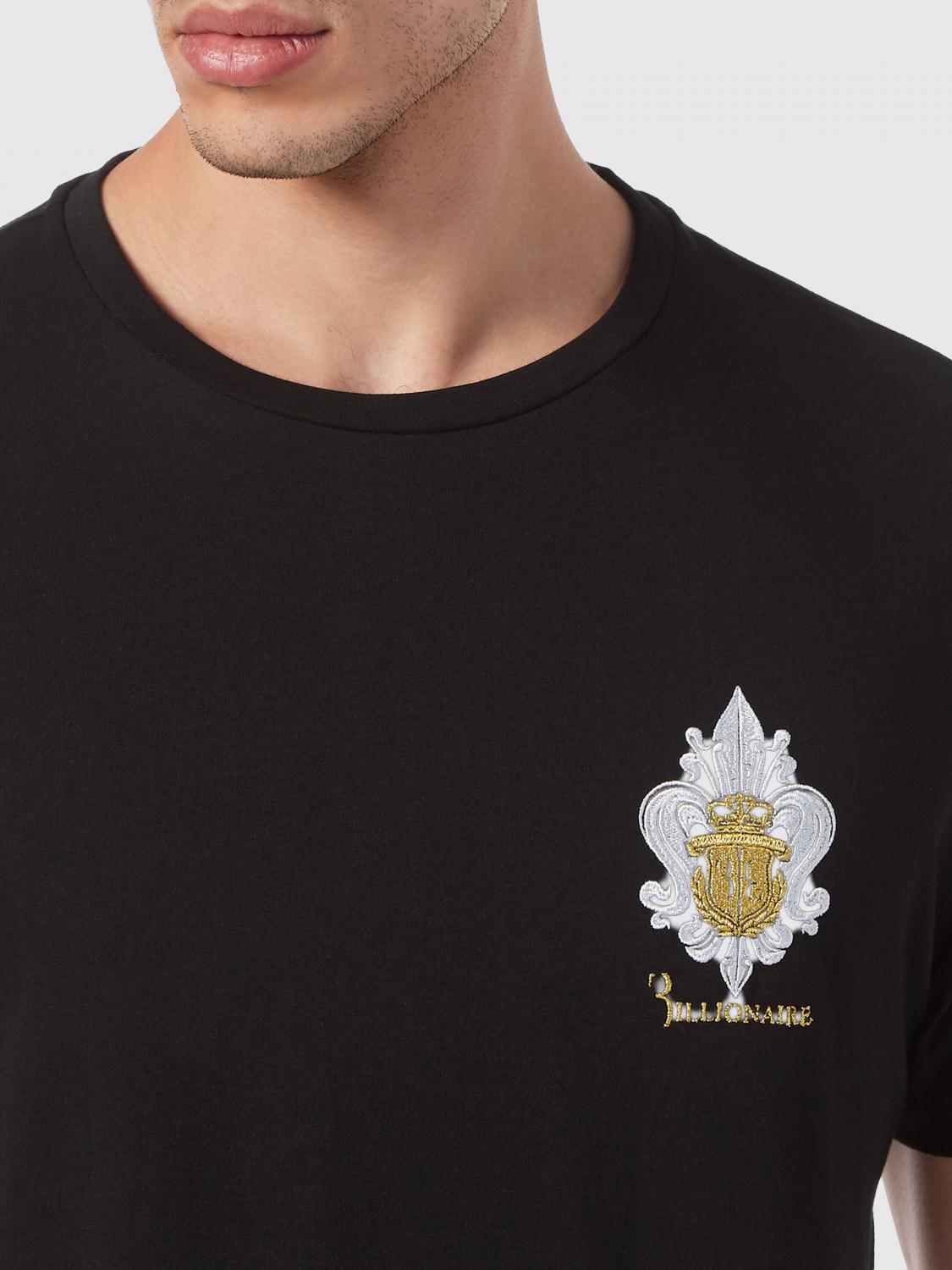 BILLIONAIRE CAMISETA: Camiseta slim fit Billionaire de algodón con escudo bordado en contraste, Negro - Img 3