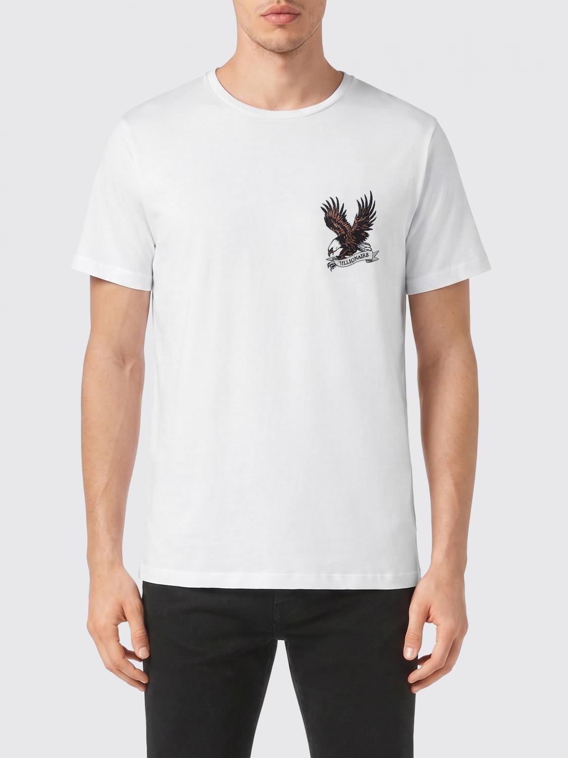 BILLIONAIRE T-SHIRT: Billionaire Slim Fit Cotton T-Shirt with Contrast Embroidered Logo, White - Img 1
