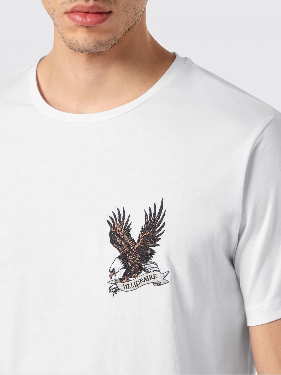 BILLIONAIRE T-SHIRT: Billionaire Slim Fit Cotton T-Shirt with Contrast Embroidered Logo, White - Img 3