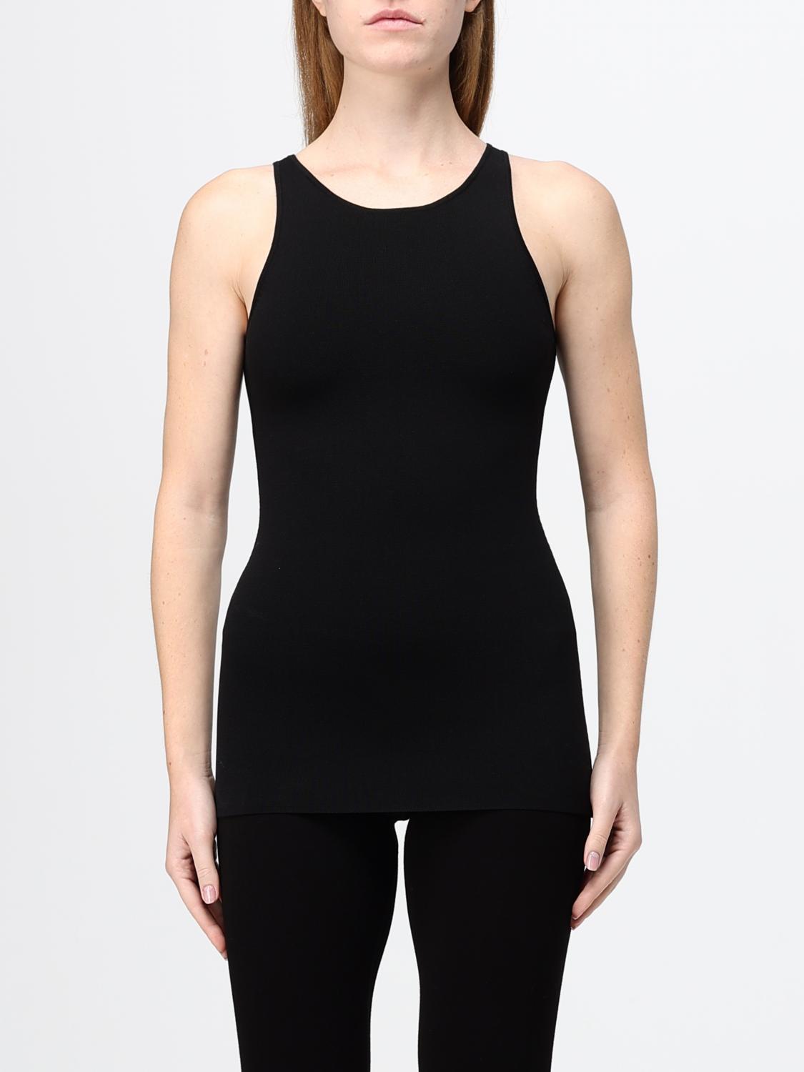 TOTEME TOP: Top slim fit Toteme a coste con spalle scoperte in jersey riciclato, Nero - Img 1