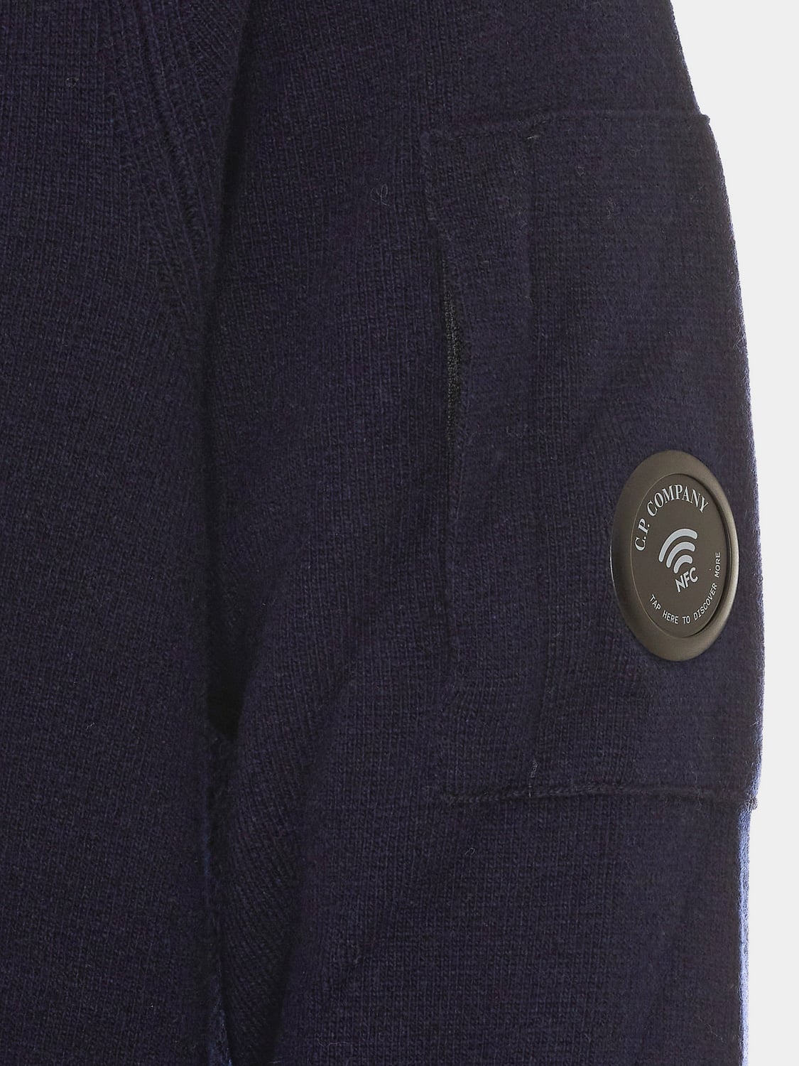 C.P. COMPANY SWEATSHIRT: Sweat à capuche en maille C.P. Company en mélange de laine avec poche kangourou, Bleu - Img 4