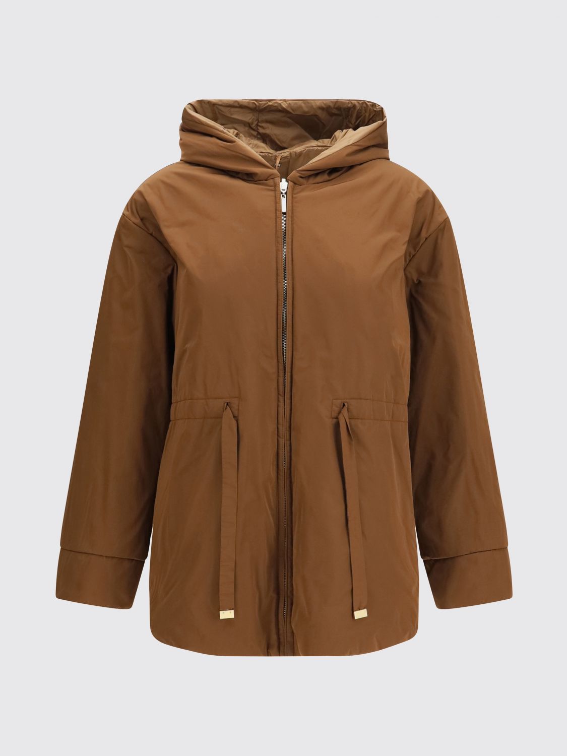 MAX MARA THE CUBE CAPPOTTO: Parka corto Max Mara The Cube in tessuto tecnico con cappuccio e coulisse, Miele - Img 2
