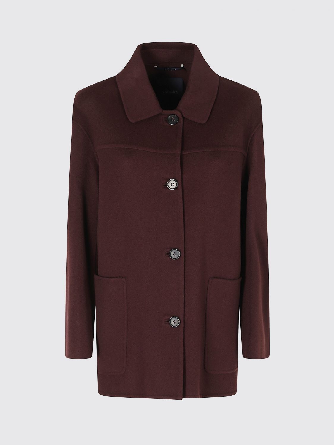 'S MAX MARA MANTEL: Einreihiger Kurzmantel 'S Max Mara aus reiner Schurwolle mit überschnittenen Schultern, Burgunderrot - Img 2