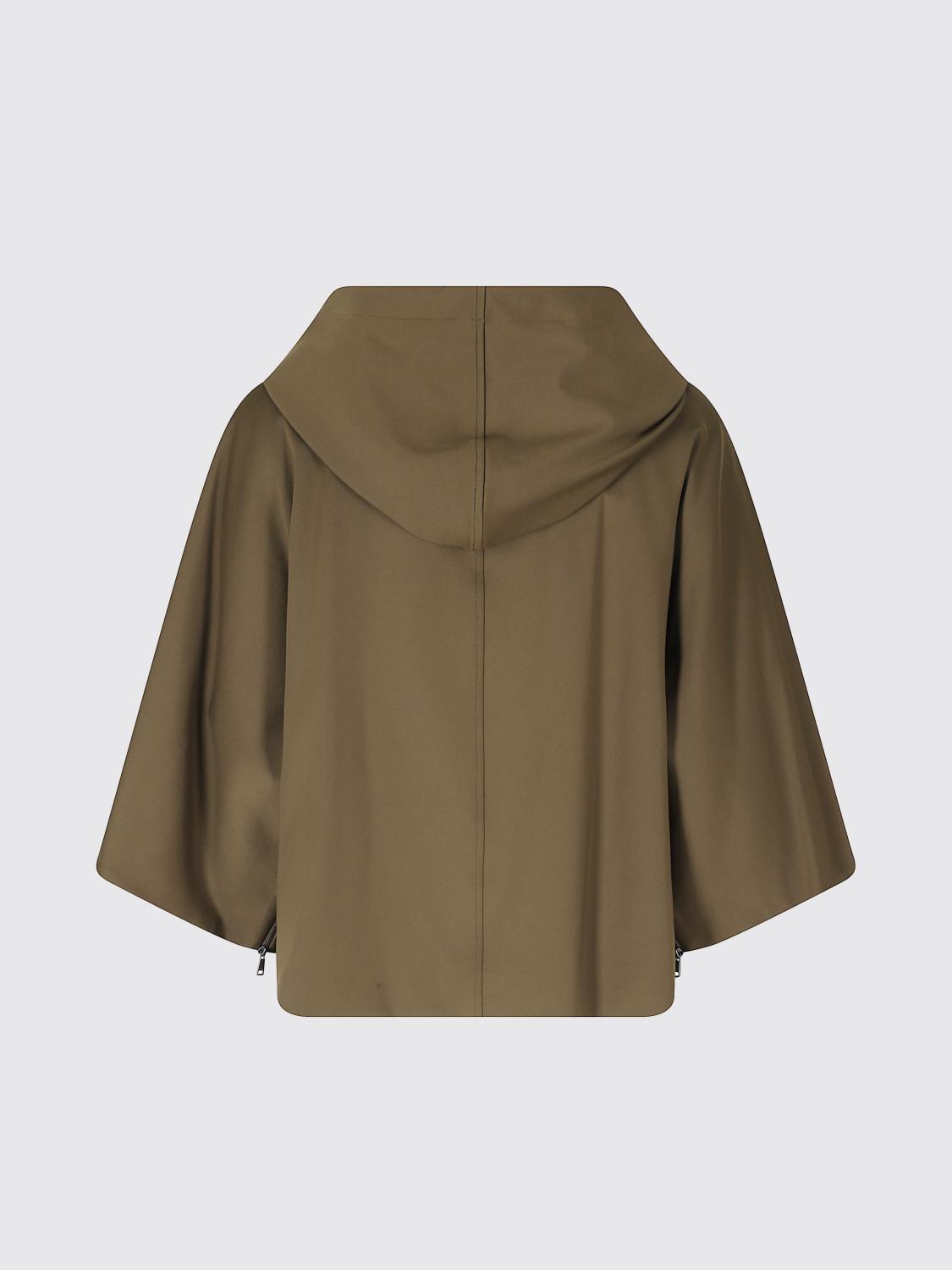 MAX MARA SWEAT-SHIRT: Sweat à capuche zippé Max Mara en coton mélangé avec épaules tombantes, Vert - Img 3