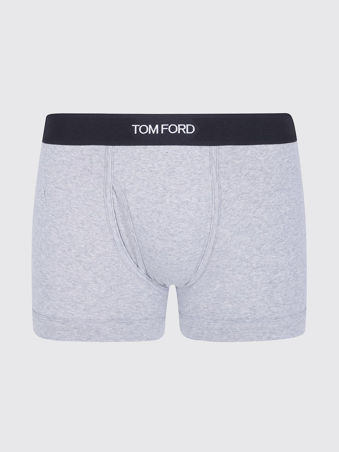 TOM FORD INTIMO: Boxer parigamba Tom Ford in cotone stretch con fascia logata in vita, Grigio - Img 1