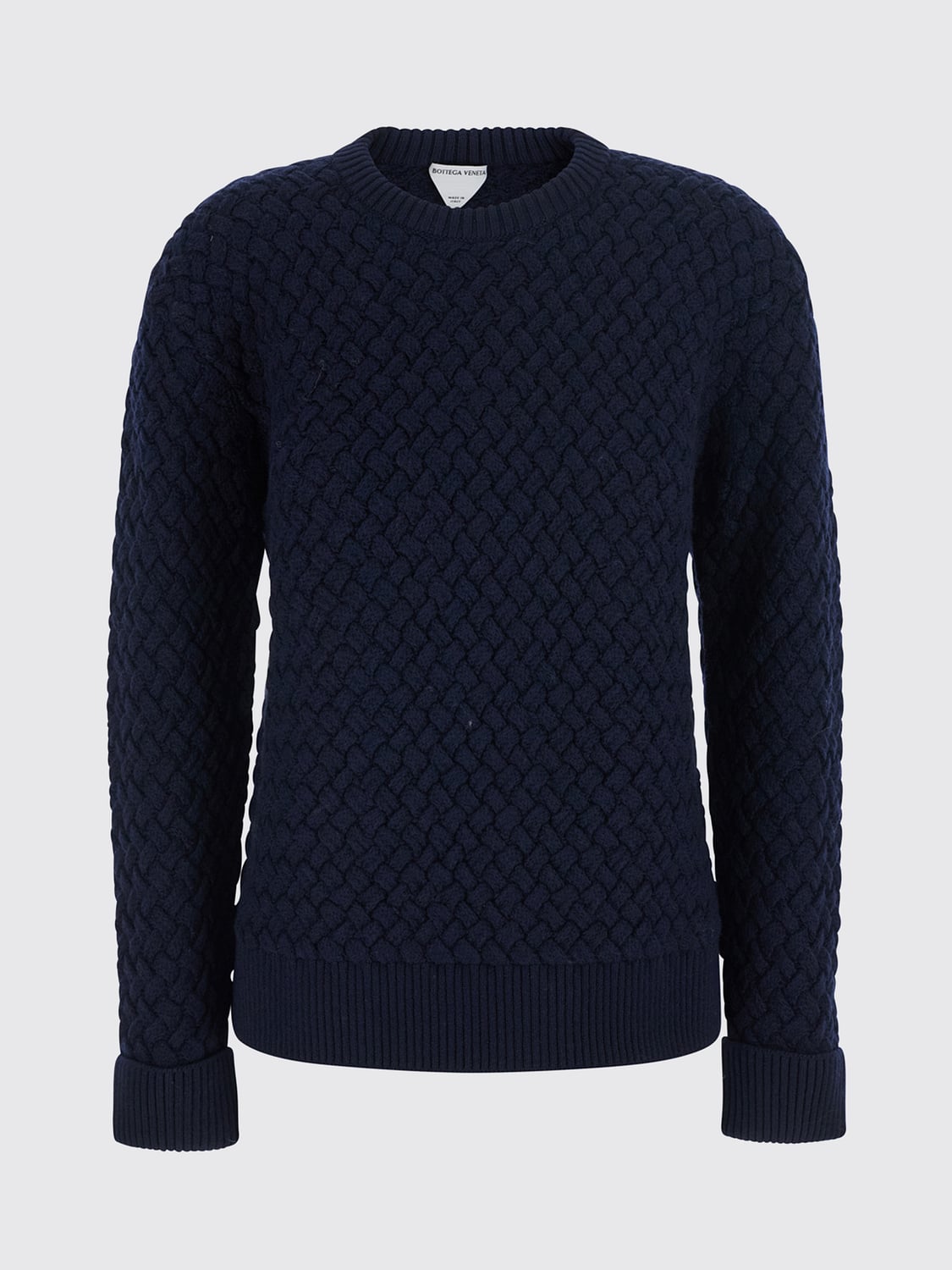 BOTTEGA VENETA PULLOVER: Rundhals-Pullover Bottega Veneta aus 100% Wolle mit Rippbündchen, Blau - Img 1