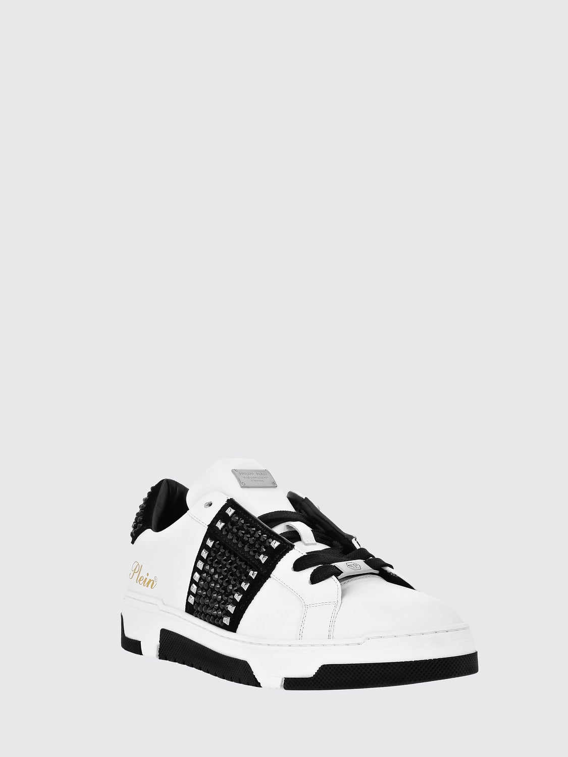 PHILIPP PLEIN SNEAKERS: Sneakers Philipp Plein in pelle con strass , Nero 1 - Img 2