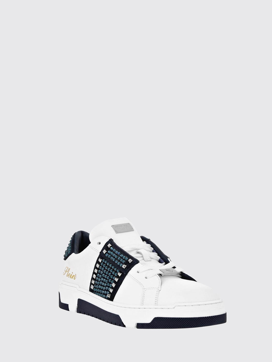 PHILIPP PLEIN SNEAKERS: Sneakers Philipp Plein in pelle con strass , Blue - Img 2