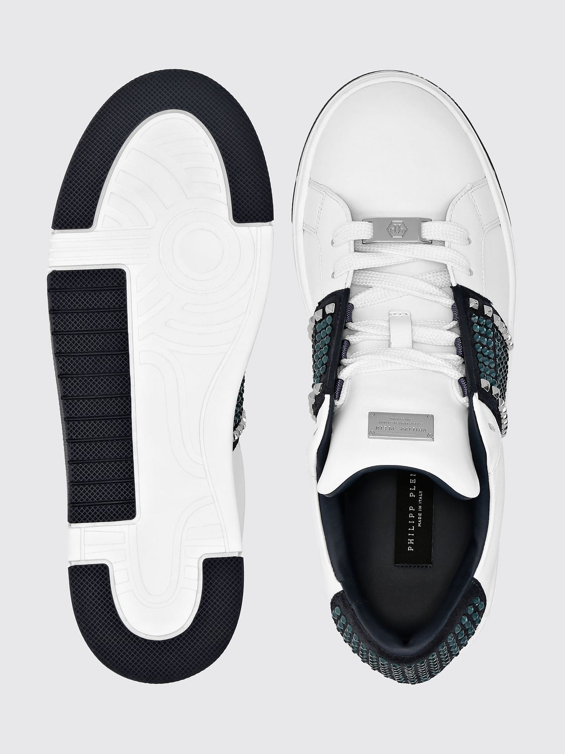 PHILIPP PLEIN SNEAKERS: Sneakers Philipp Plein in pelle con strass , Blue - Img 3