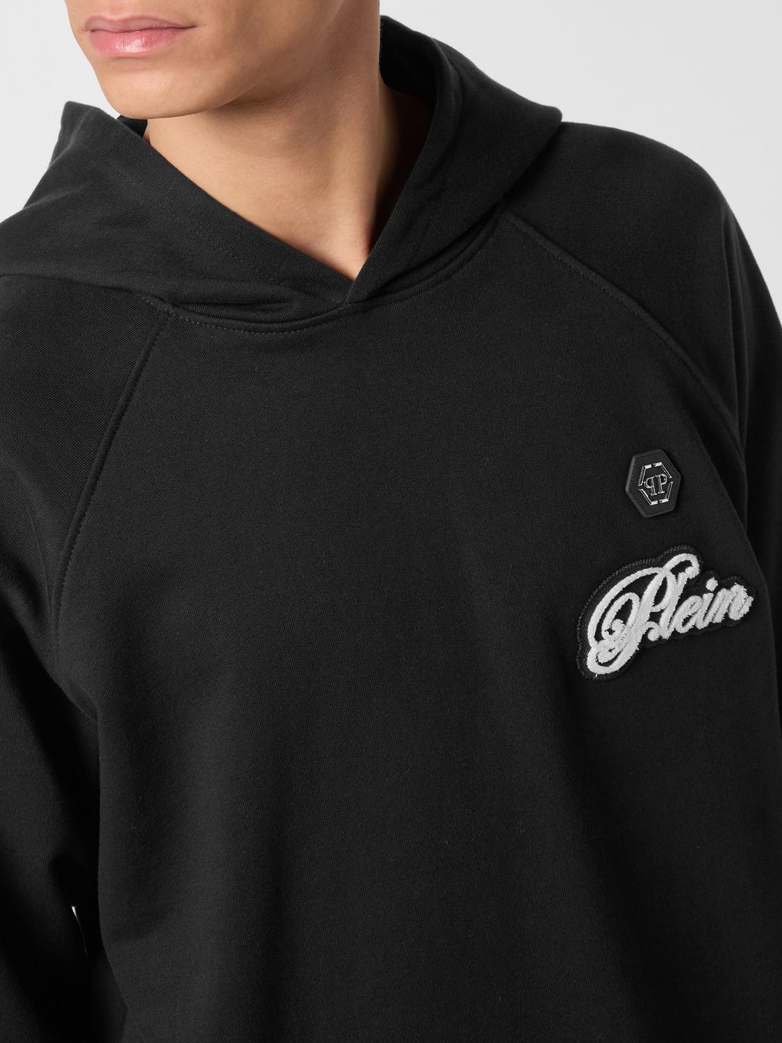 PHILIPP PLEIN SUDADERA: Sudadera con capucha Philipp Plein de jersey con logo a contraste, Negro - Img 3