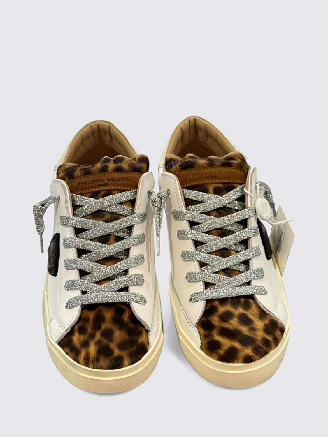 PHILIPPE MODEL SNEAKERS: Philippe Model Prsx Bicolour Low-Top Calfskin Trainers with Shield Logo, Multicolor - Img 3