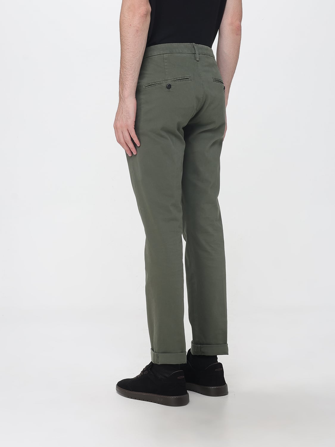 DONDUP PANTALONI: Pantaloni chino Gaubert Dondup slim fit in velluto a vita media, Oliva - Img 2