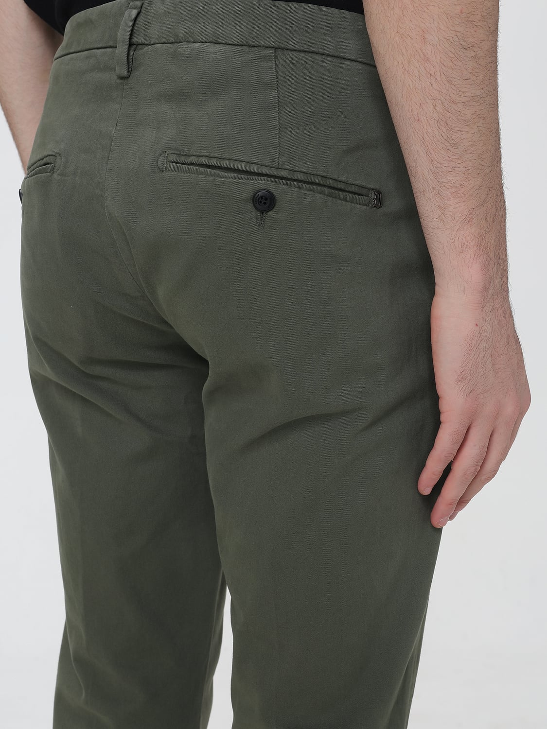 DONDUP PANTALONI: Pantaloni chino Gaubert Dondup slim fit in velluto a vita media, Oliva - Img 3