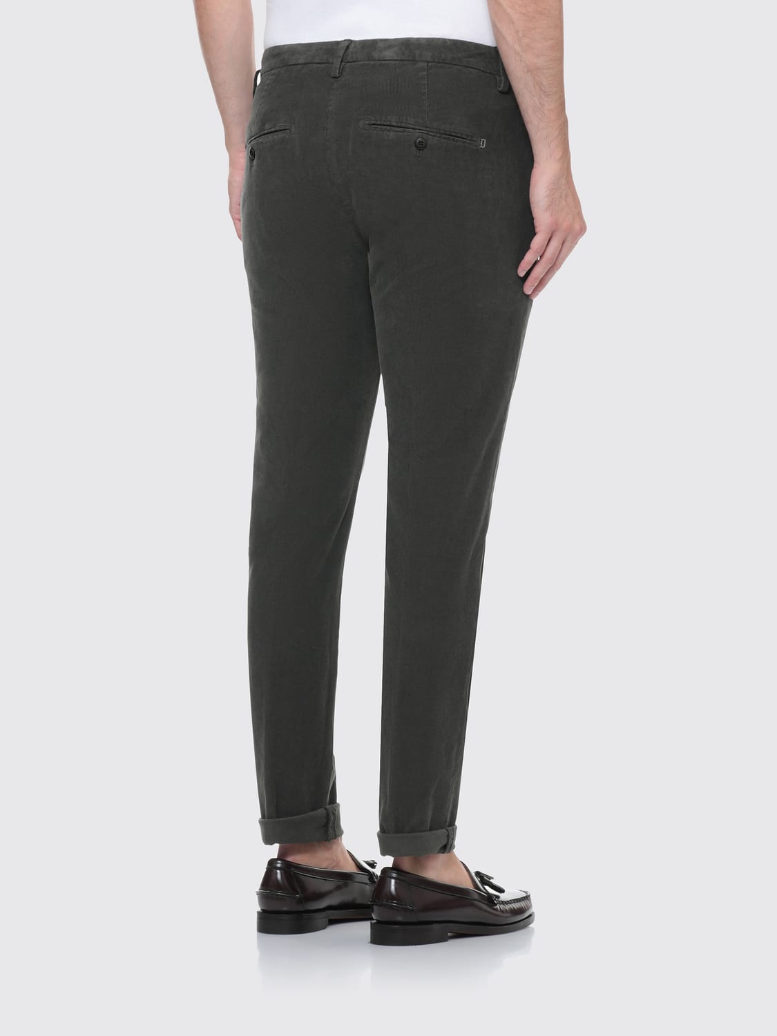 DONDUP PANTALONI: Pantaloni chino Gaubert Dondup slim fit in velluto a coste, Verde - Img 2