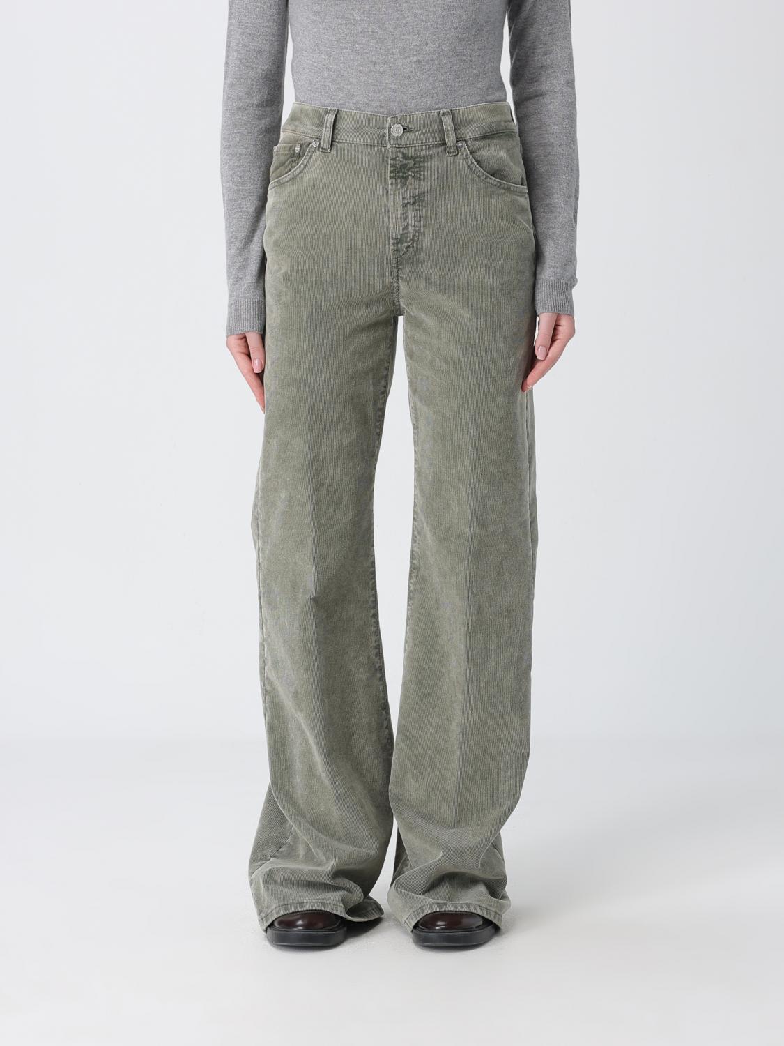 DONDUP JEANS: Ausgestellte Cordjeans von Dondup in Grün mit mittlerer Taille, Waldgrün - Img 1