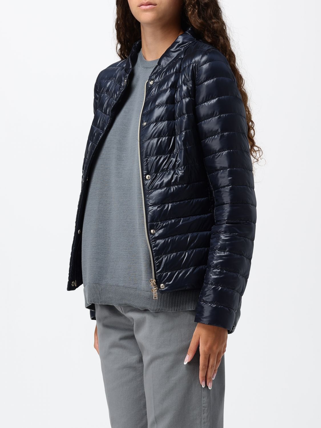 HERNO GIACCA: Piumino corto Elena Herno slim fit in nylon ultraleggero idrorepellente, Blue Navy - Img 3