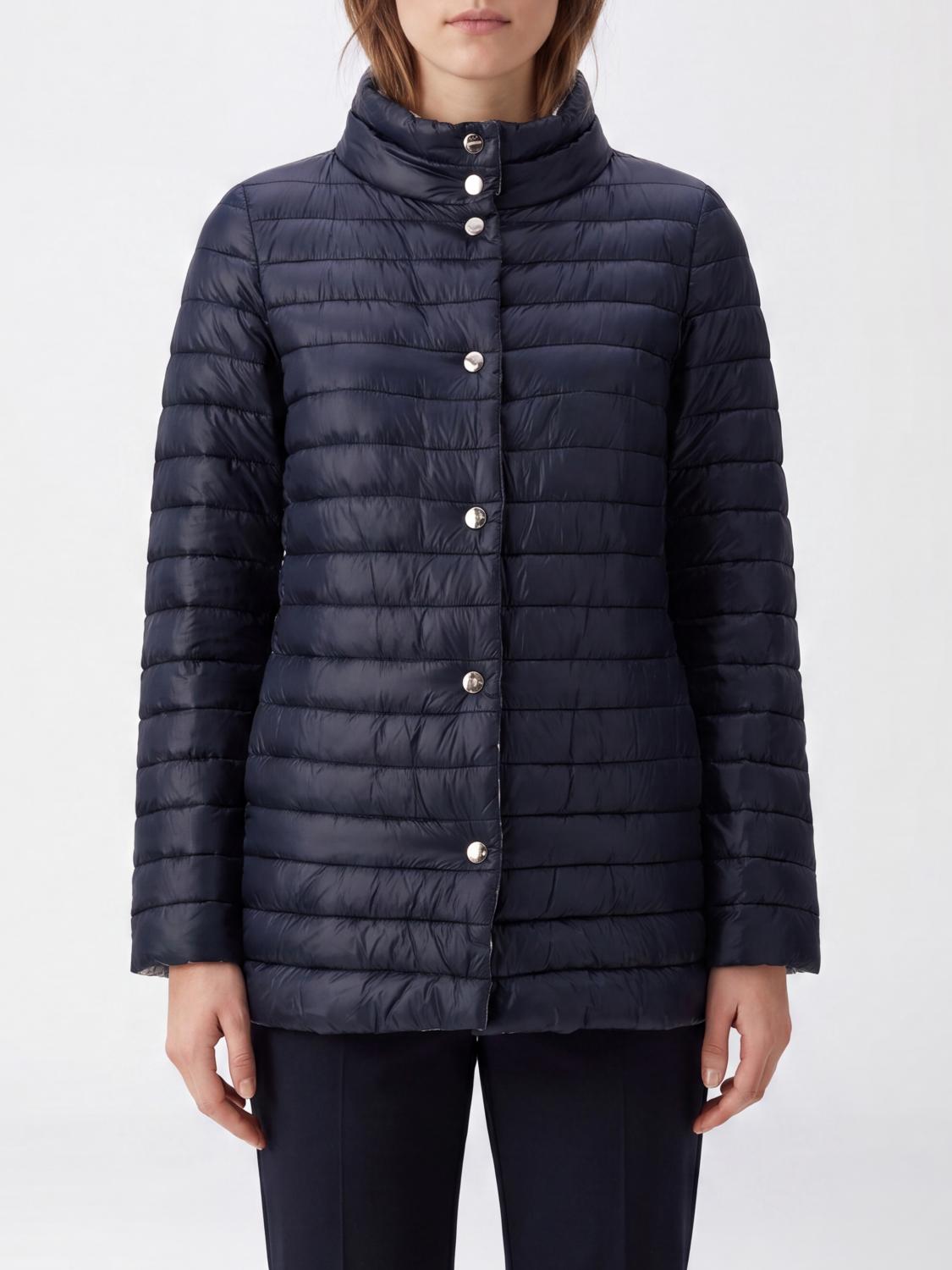 HERNO CHAQUETA: Plumífero corto reversible Herno de nailon ultraligero con relleno de pluma de oca, Azul Oscuro - Img 1