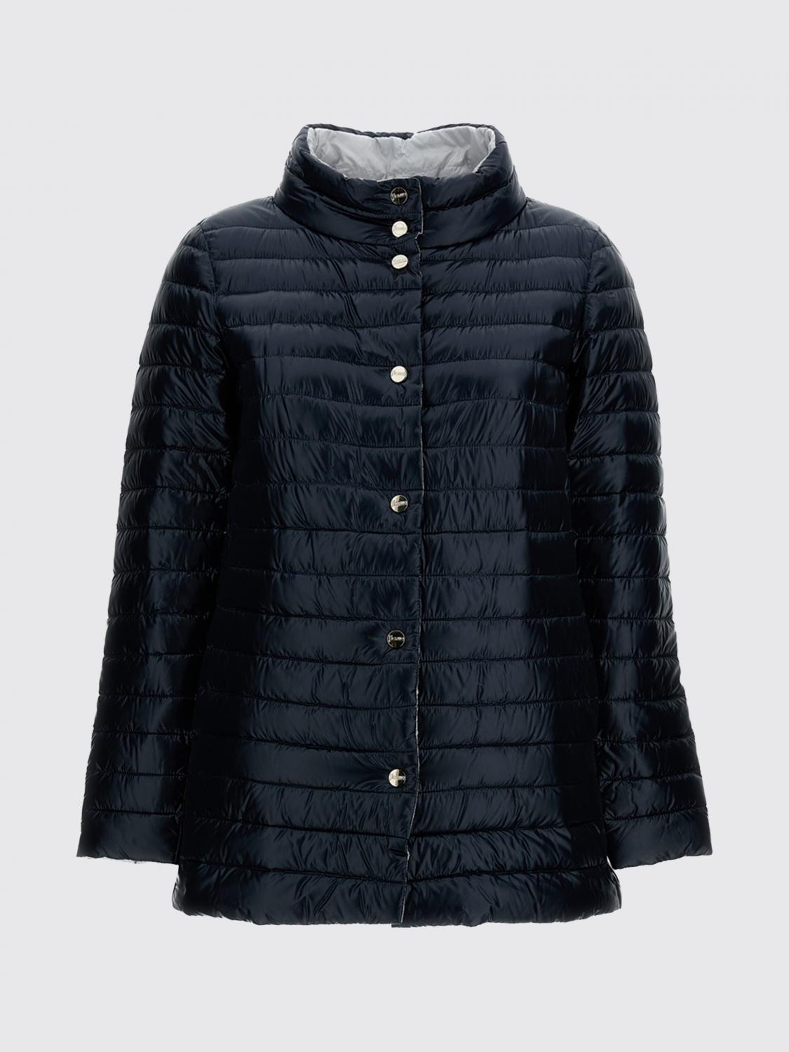 HERNO CHAQUETA: Plumífero corto reversible Herno de nailon ultraligero con relleno de pluma de oca, Azul Oscuro - Img 2