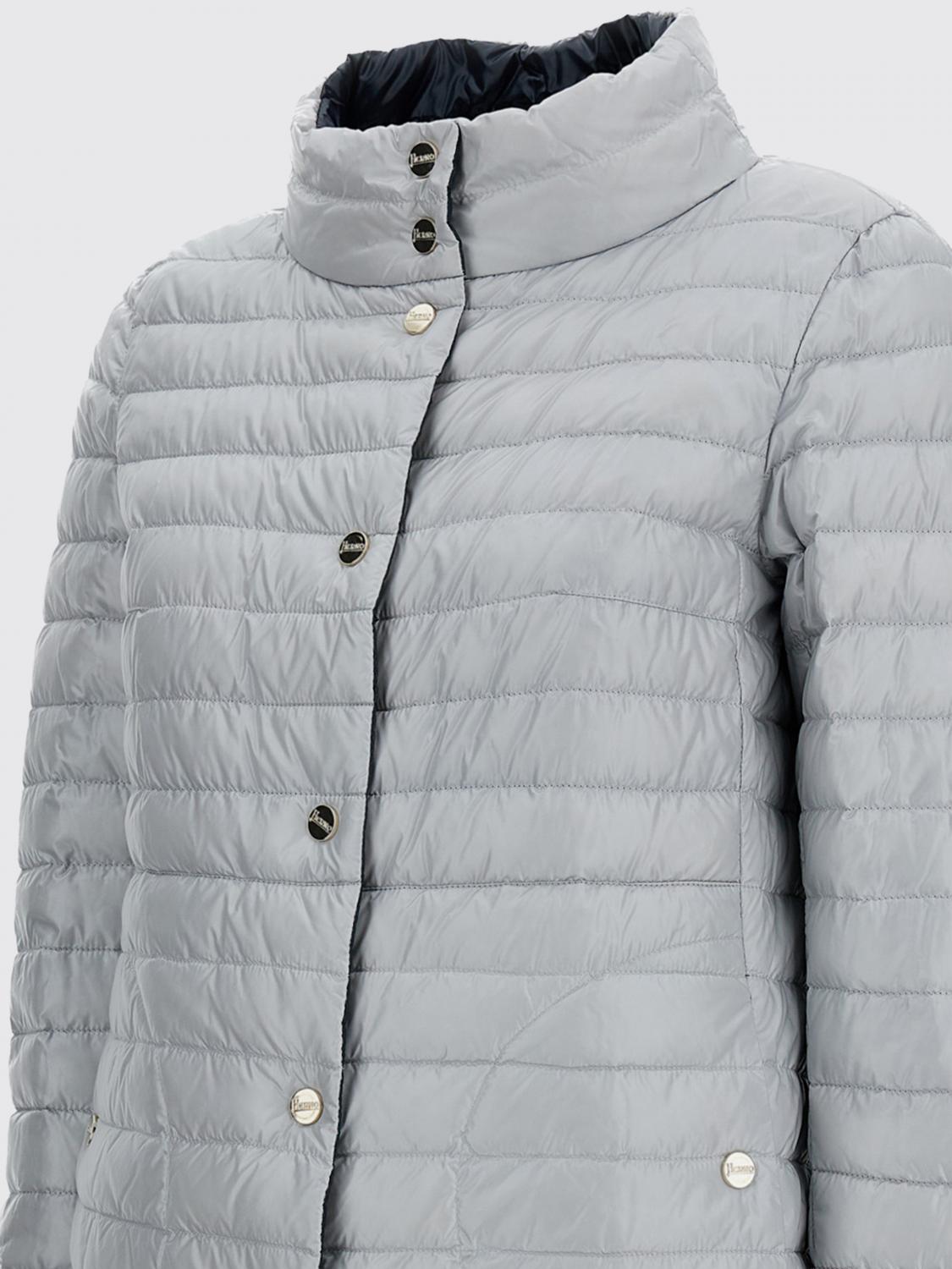 HERNO CHAQUETA: Plumífero corto reversible Herno de nailon ultraligero con relleno de pluma de oca, Azul Oscuro - Img 4